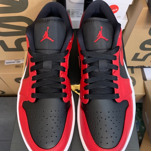 Nike Air Jordan 1 Retro Low Reverse Bred Red Black Shoes 553558-606 Men's Sizes - Picture 3 of 11